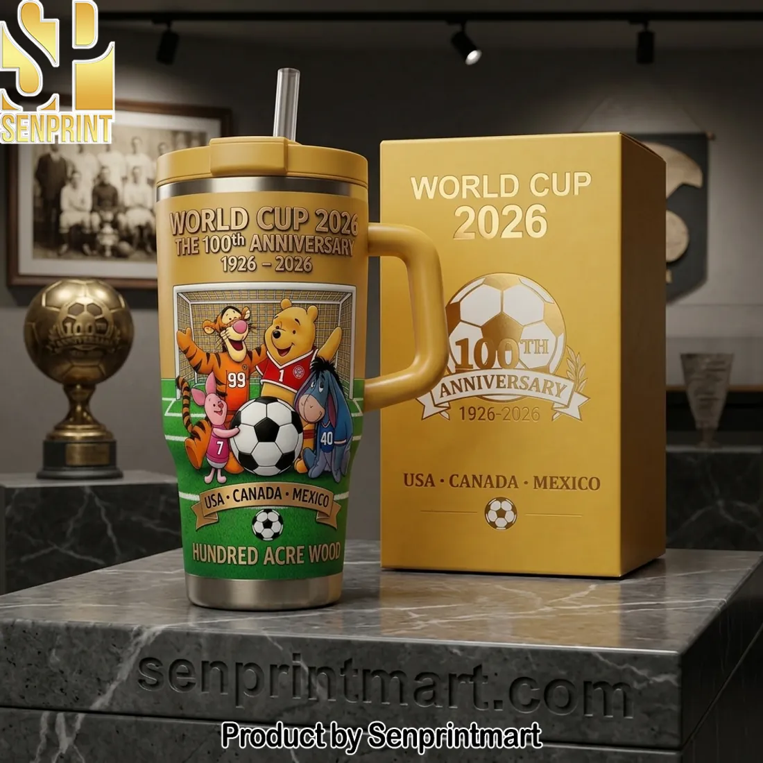 Winnie the Pooh World Cup 2026 100th Anniversary Insulated Tumbler