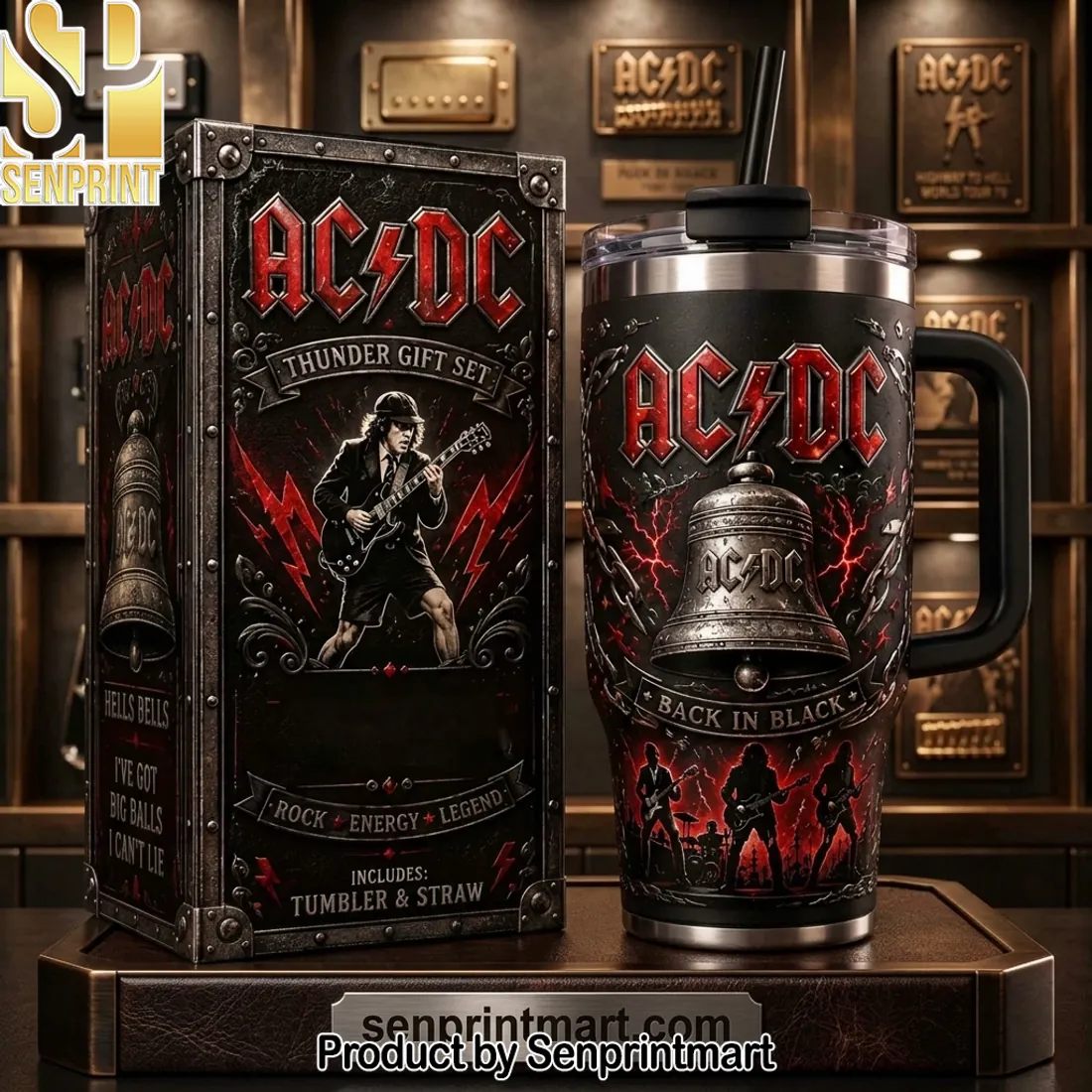 AC/DC Thunder Gift Set Hells Bells Handled Tumbler