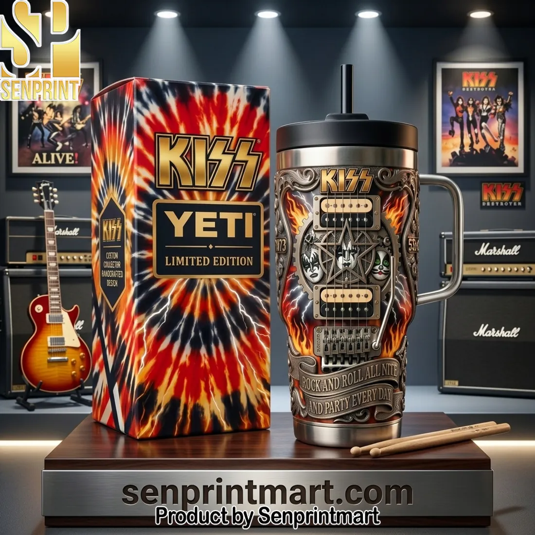 KISS 53rd Anniversary Limited Edition YETI “Rock and Roll All Nite” Handled Tumbler
