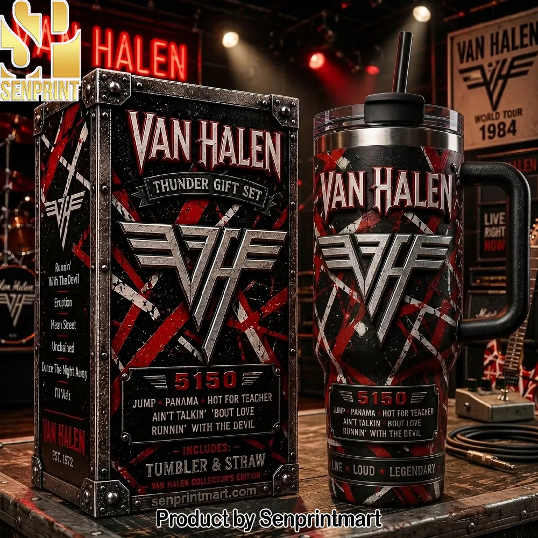 Van Halen 5150 Thunder Gift Set Collector’s Edition Handled Tumbler