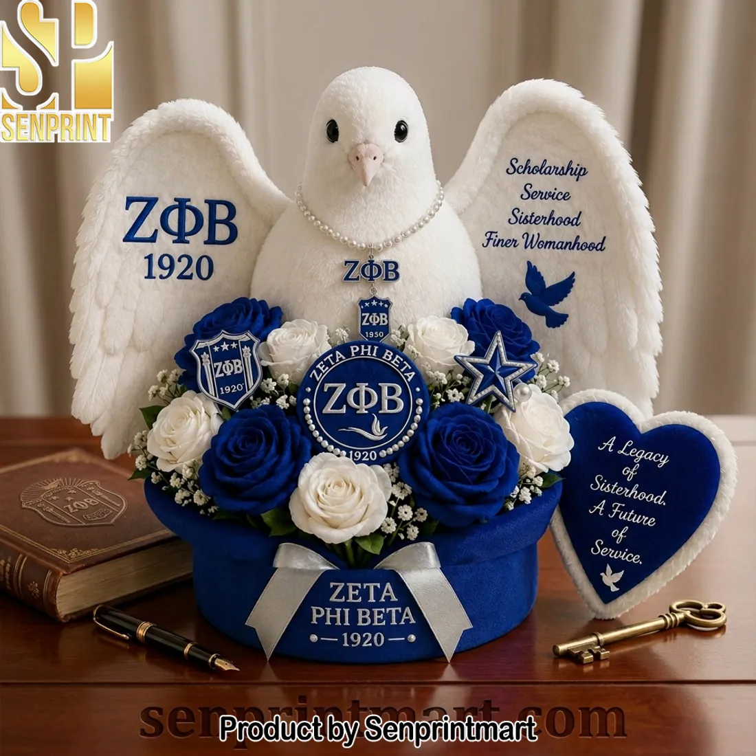 Zeta Phi Beta 1920 Commemorative Plush Dove & Rose Gift Set