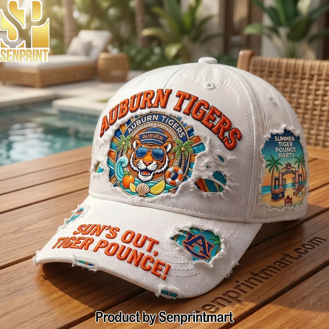 Auburn Tigers Distressed Summer Pounce Party Cap