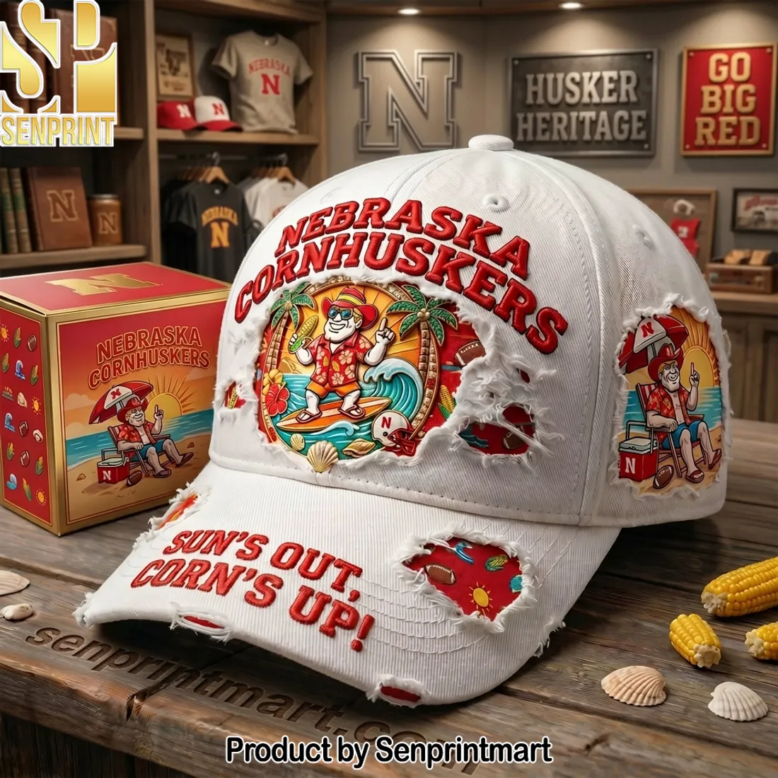 Nebraska Cornhuskers Distressed “Sun’s Out, Corn’s Up!” Baseball Cap