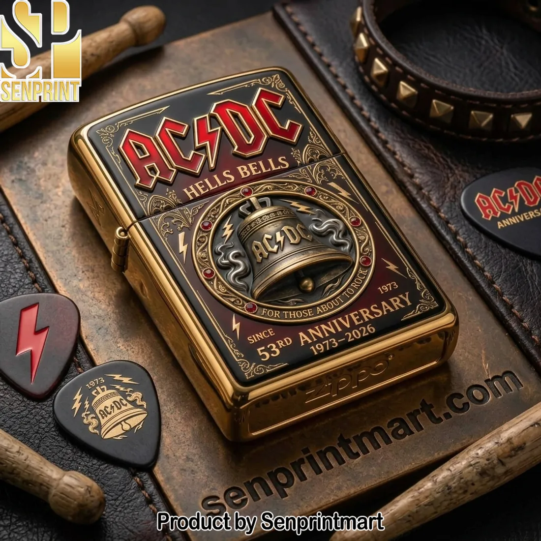 ACDC Hells Bells 53rd Anniversary 1973-2026 3D Embossed Zippo Lighter