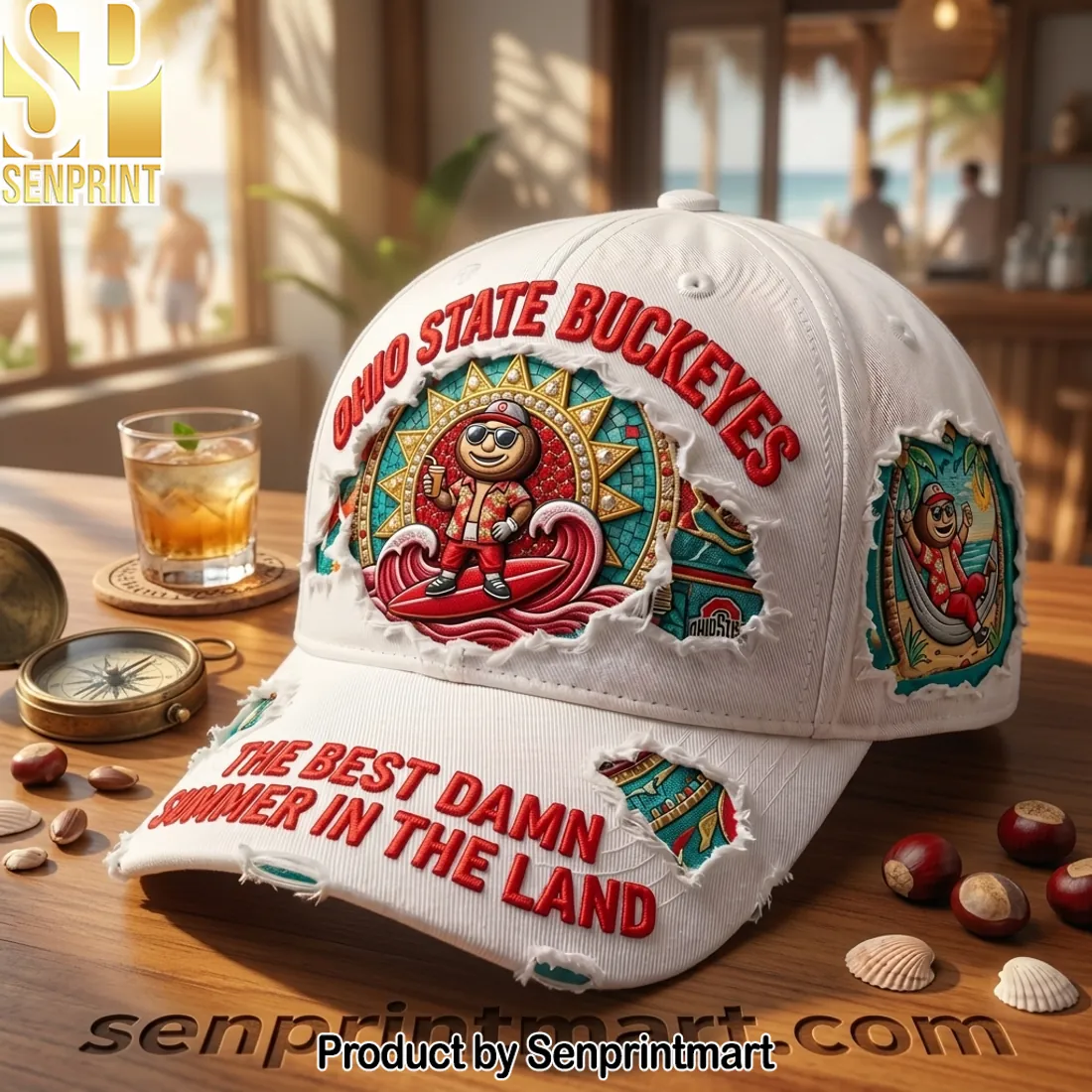 Ohio State Buckeyes Distressed Summer “The Best Damn Summer In The Land” Cap