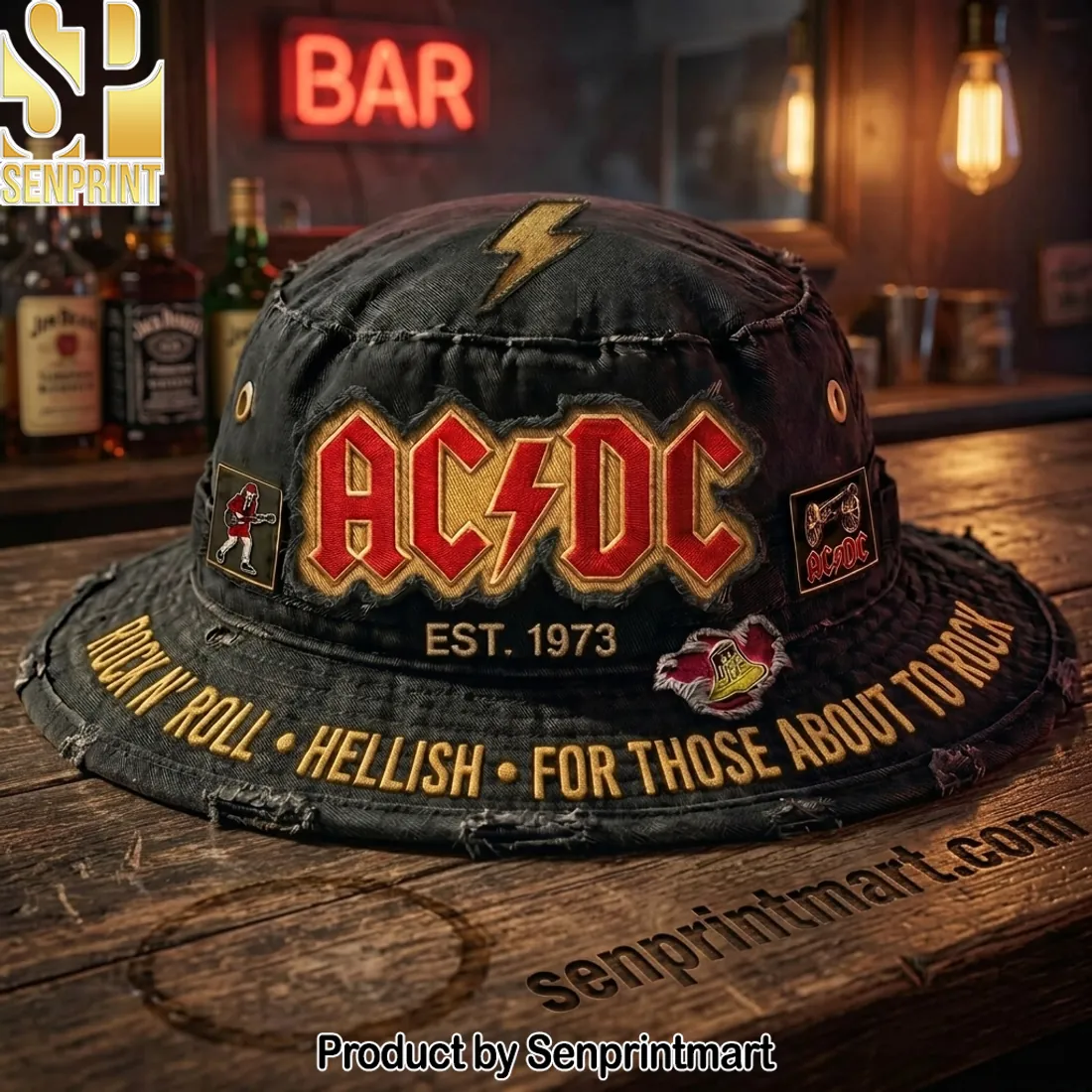 AC/DC For Those About To Rock Vintage Distressed Bucket Hat