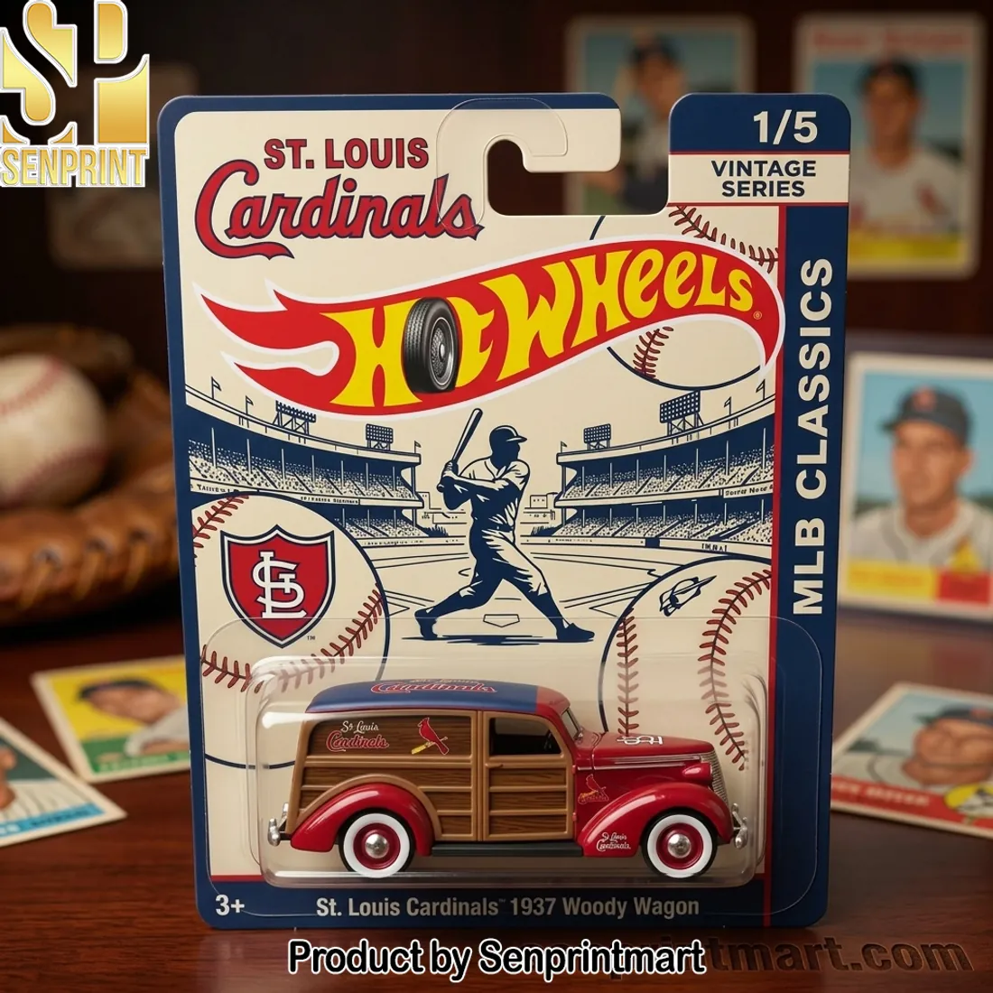 Hot Wheels St. Louis Cardinals 1937 Woody Wagon MLB Vintage Die-cast Car