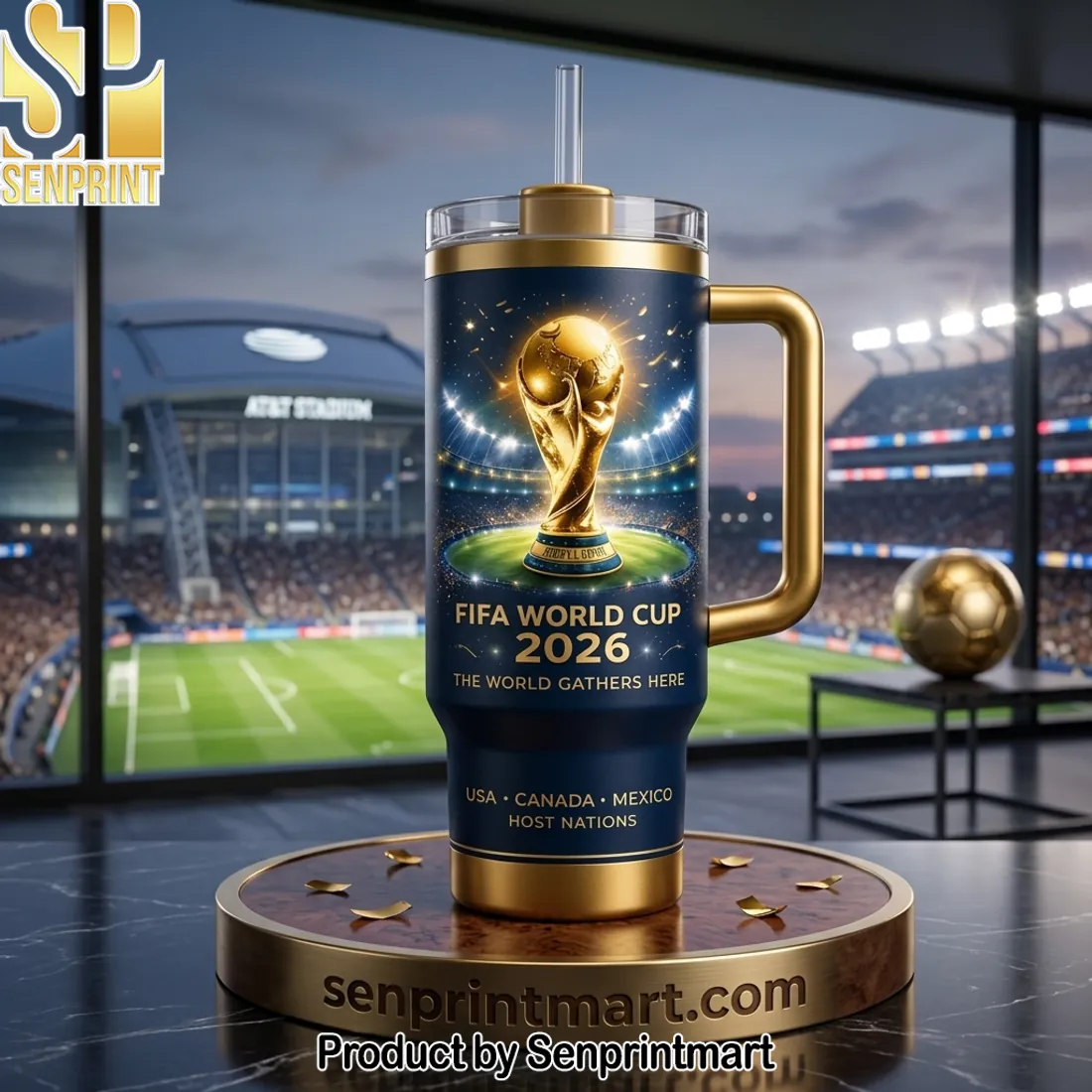 FIFA World Cup 2026 Gold Trophy Commemorative Tumbler
