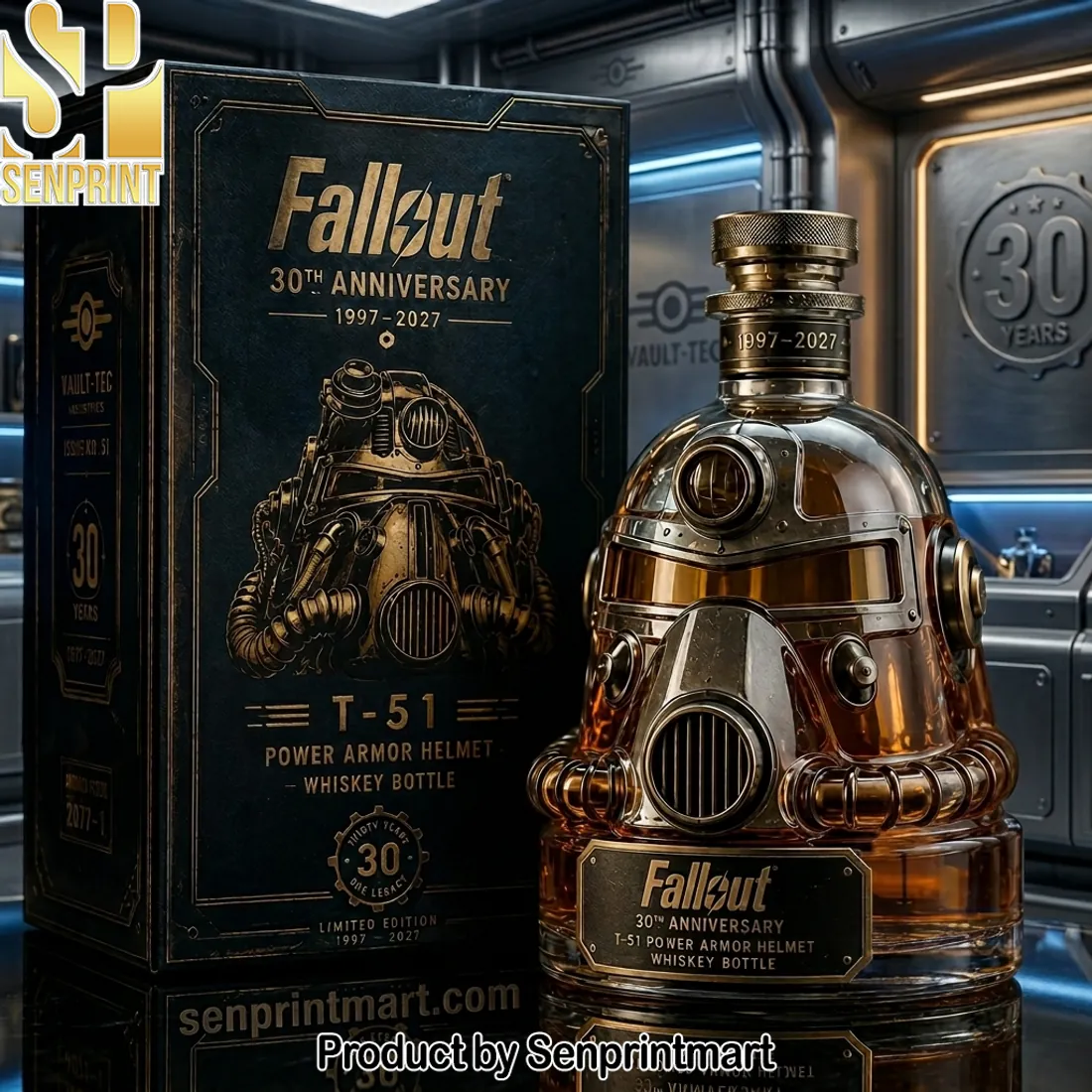 Fallout 30th Anniversary T-51 Power Armor Helmet Limited Edition Whiskey Bottle