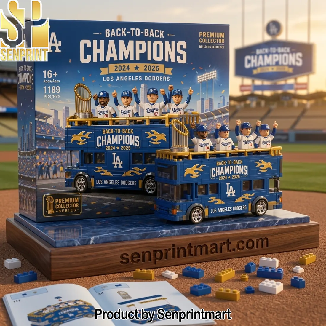 Los Angeles Dodgers Back-to-Back Champions 2024-2025 Premium Building Block Set