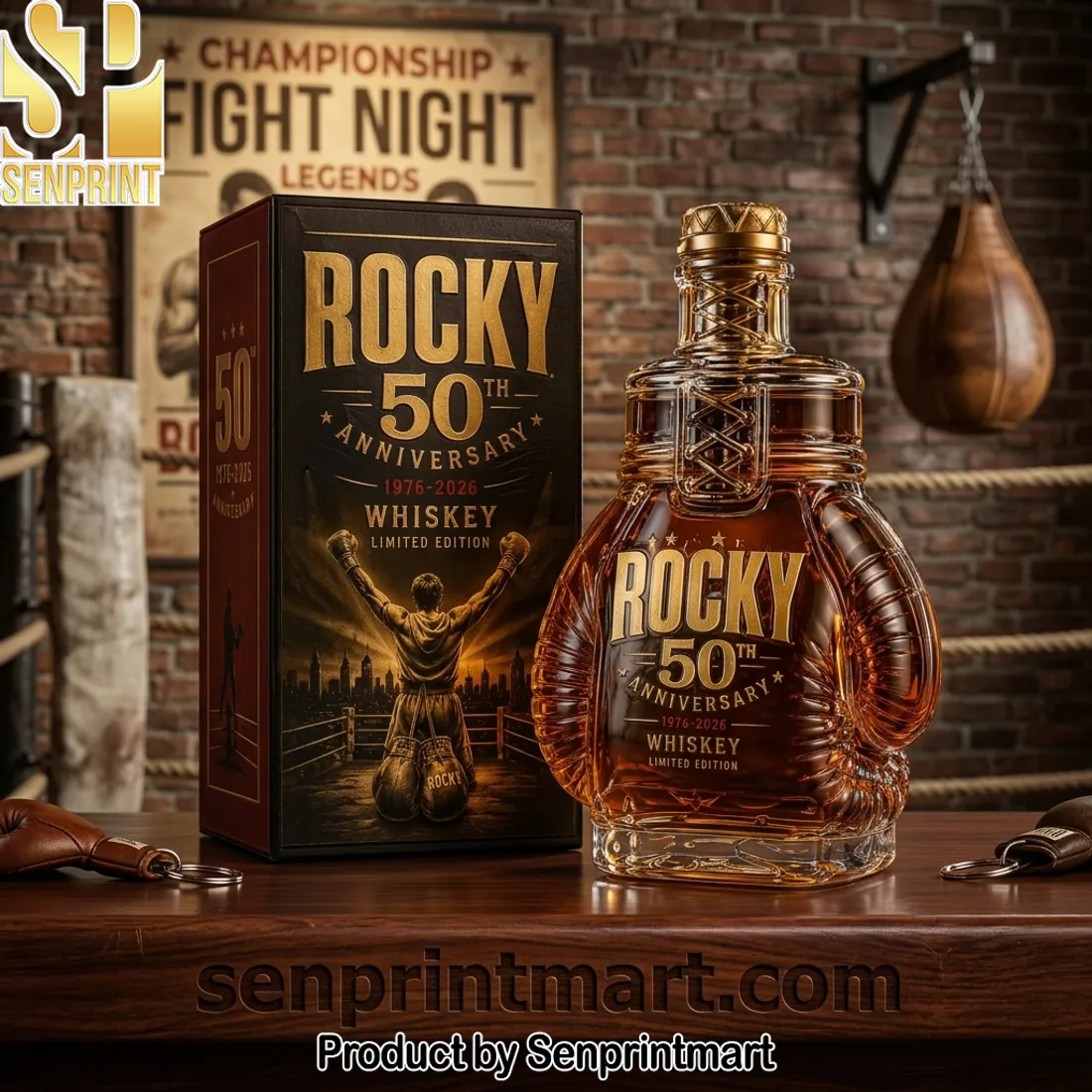 Rocky 50th Anniversary Limited Edition Boxing Glove Whiskey Bottle Decanter