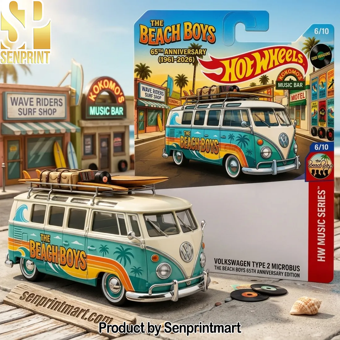 Hot Wheels The Beach Boys 65th Anniversary Volkswagen Type 2 Microbus Toy Car