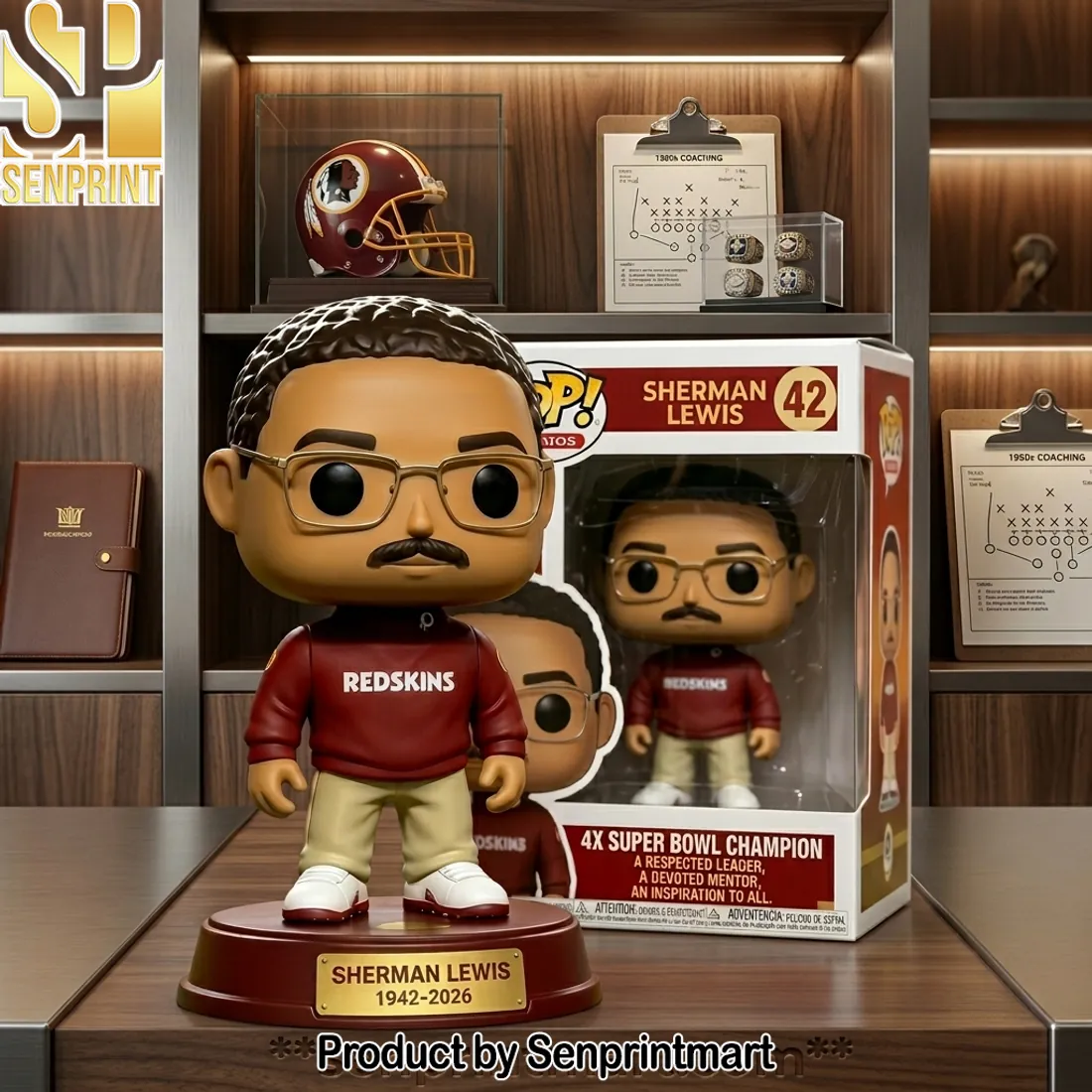 Sherman Lewis Redskins 4X Super Bowl Champion Funko Pop Figure