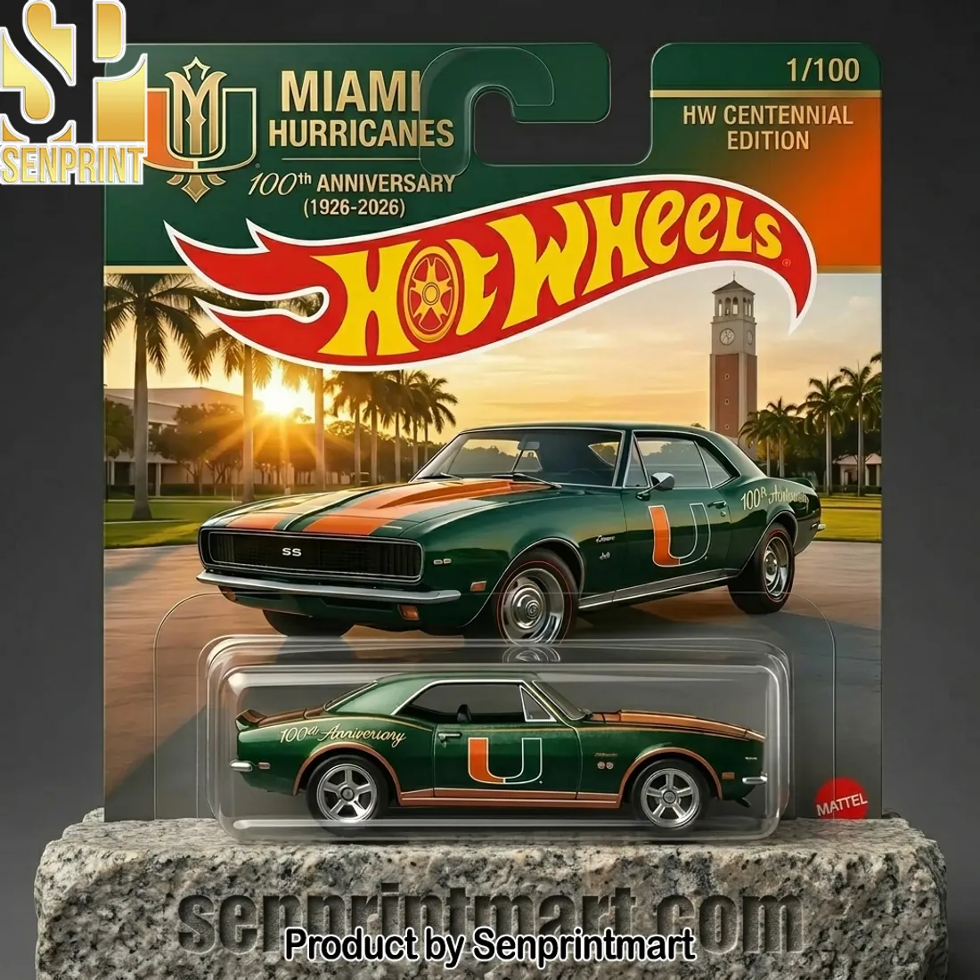 Hot Wheels Miami Hurricanes 100th Anniversary Chevrolet Camaro Die-Cast Car