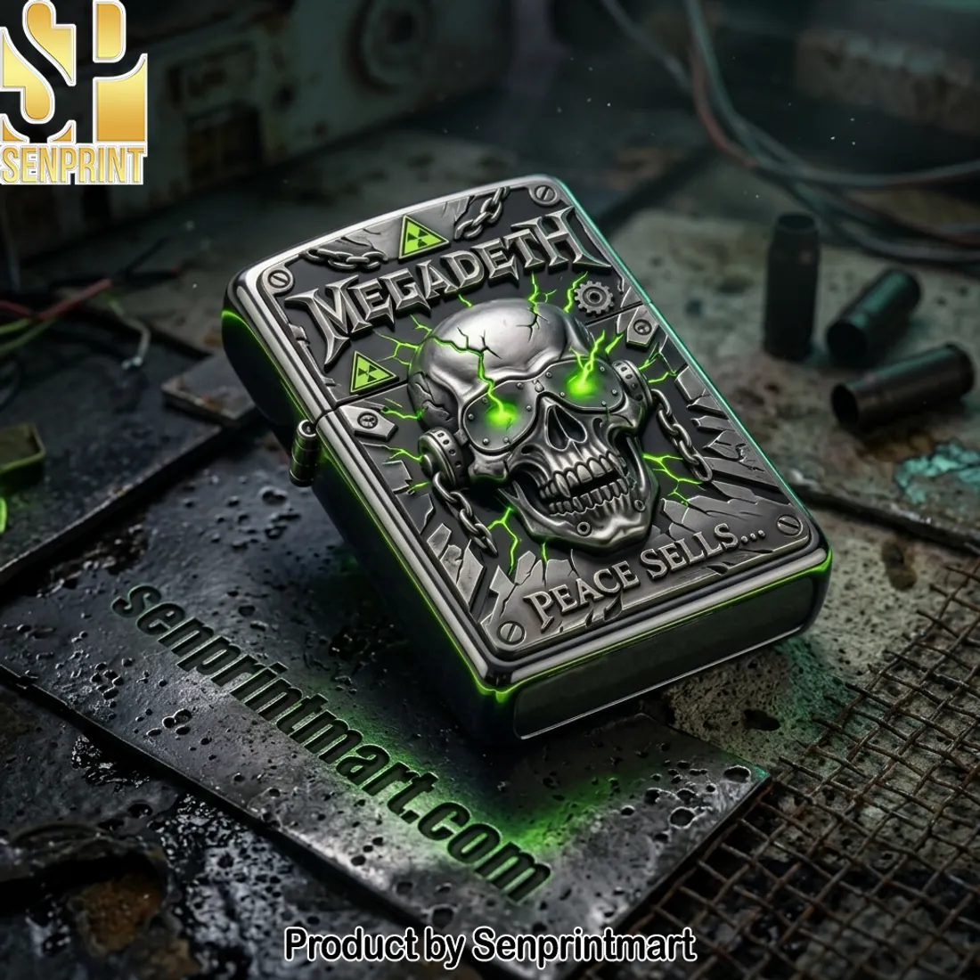 Megadeth Peace Sells 3D Skull Metal Lighter Case