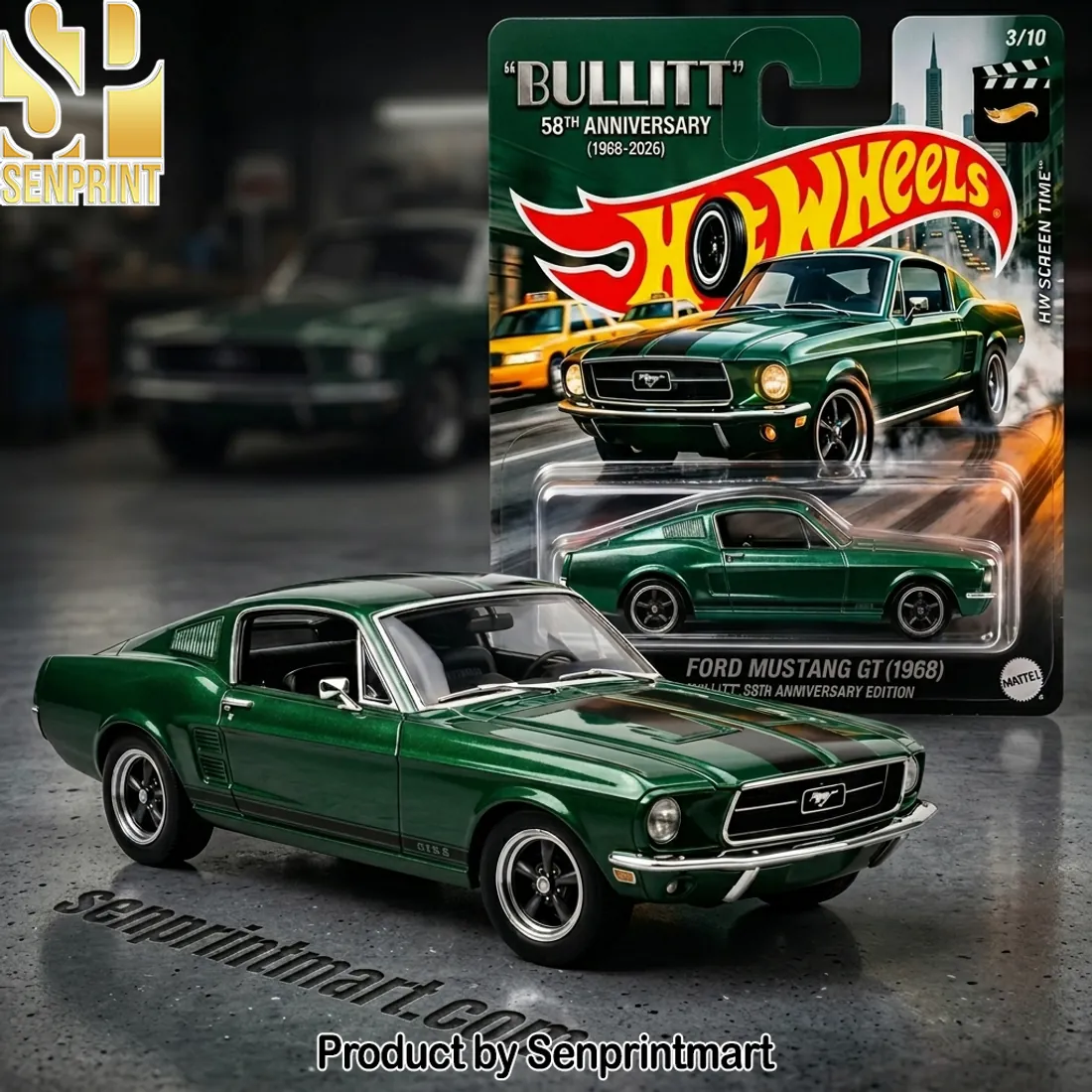 Hot Wheels Bullitt 1968 Ford Mustang GT 58th Anniversary Diecast Car