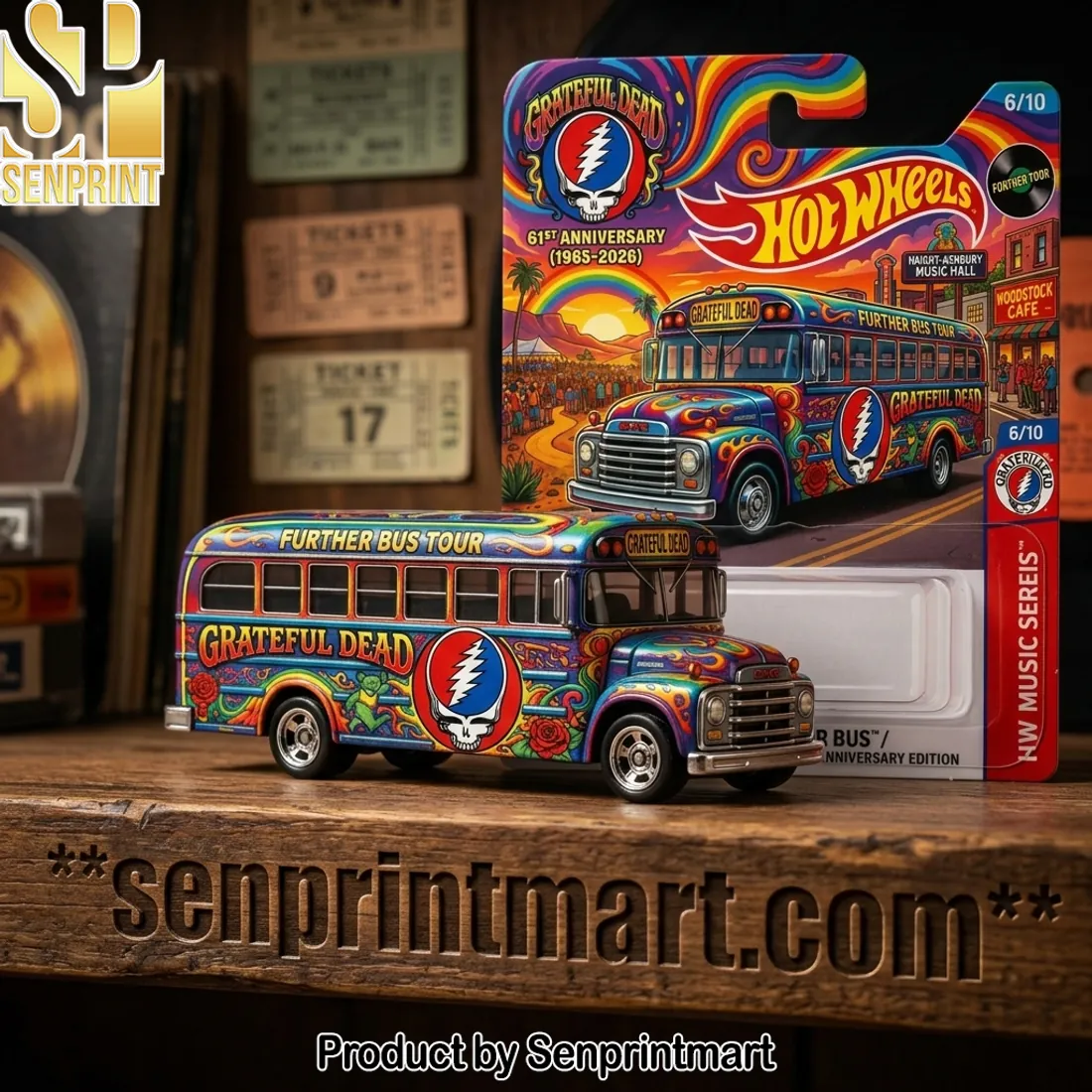 Grateful Dead Hot Wheels Further Bus Tour 61st Anniversary Die-cast Car