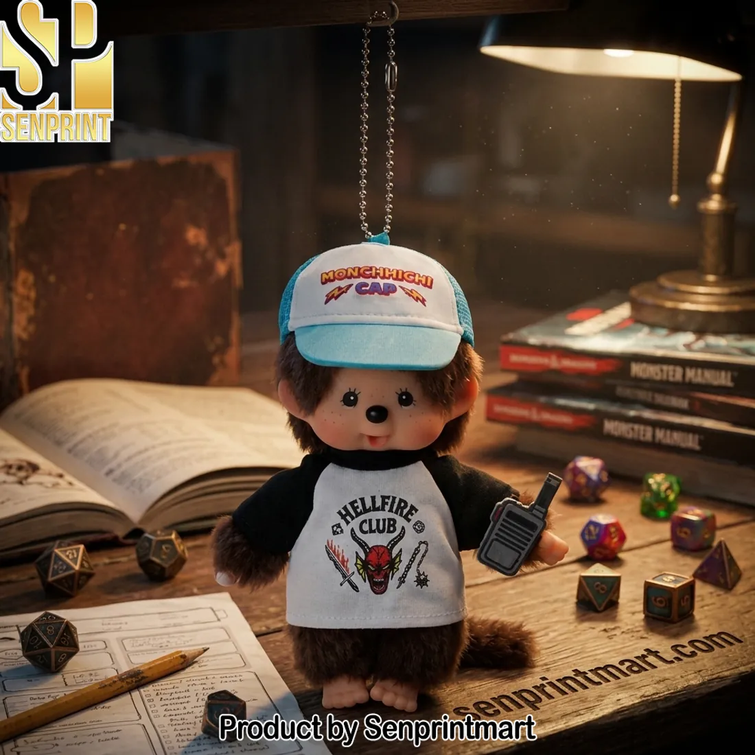 Monchhichi Cap Hellfire Club Stranger Things Plush Keychain