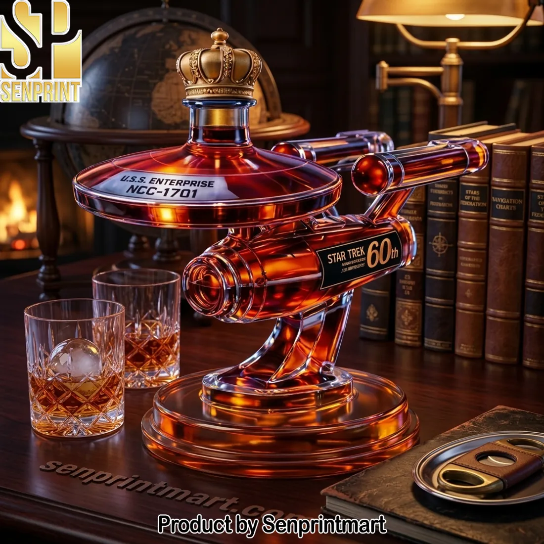 Star Trek 60th Anniversary U.S.S. Enterprise NCC-1701 Whiskey Decanter Set