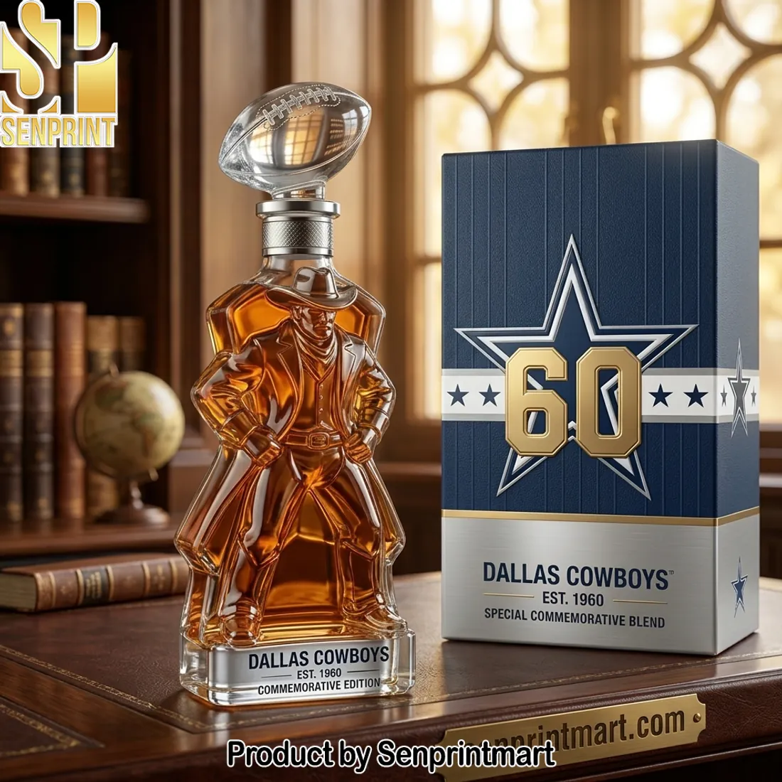 Dallas Cowboys 60th Anniversary Commemorative Cowboy Football Decanter