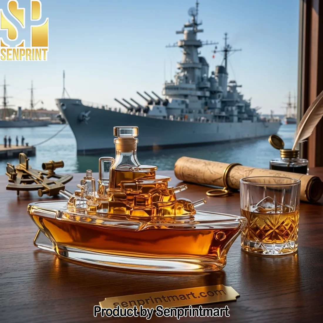 Naval Ship Design Premium Glass Whisky Decanter