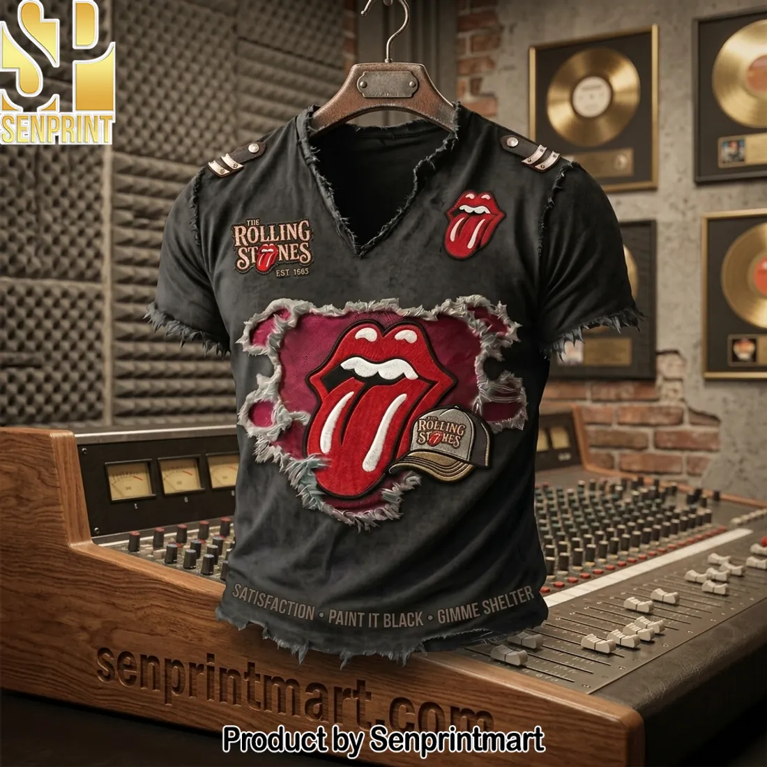 The Rolling Stones EST 1965 Distressed Tongue & Lips T-Shirt