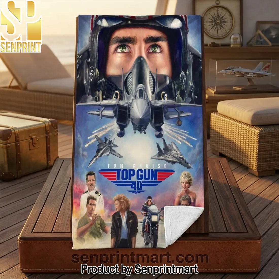 Top Gun 40th Anniversary Maverick Movie Poster Beach Towel