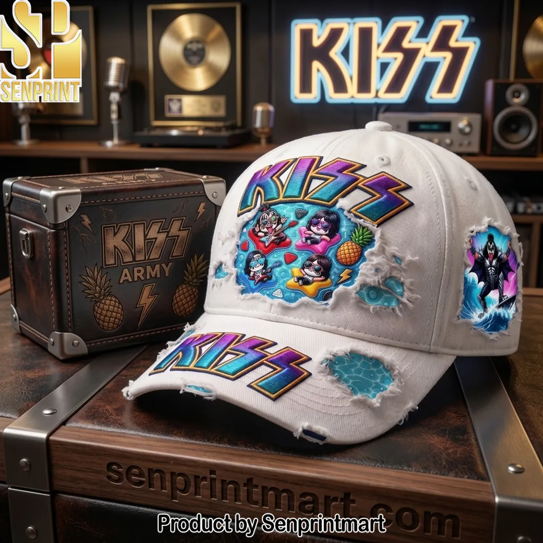 KISS Distressed Chibi Band Summer Fun Baseball Cap