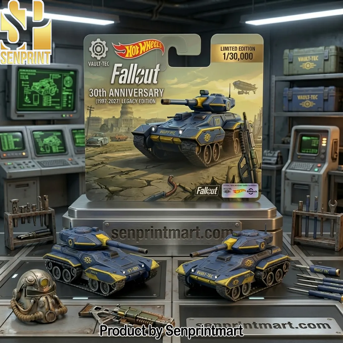 Hot Wheels Fallout Vault-Tec 30th Anniversary Legacy Scorpion Tank Die-Cast Model