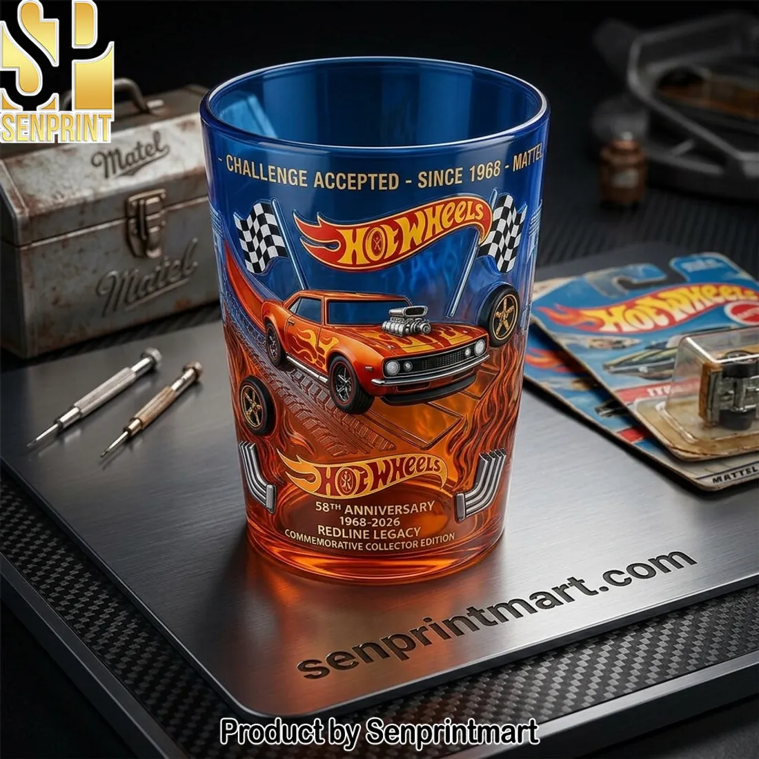 Hot Wheels 58th Anniversary Redline Legacy Collector Whiskey Glass