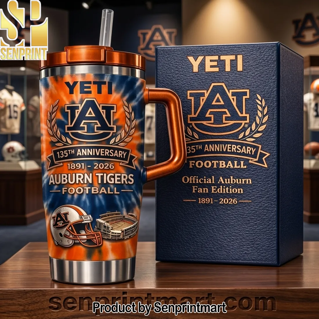 YETI Auburn Tigers 135th Anniversary Football Fan Handled Tumbler