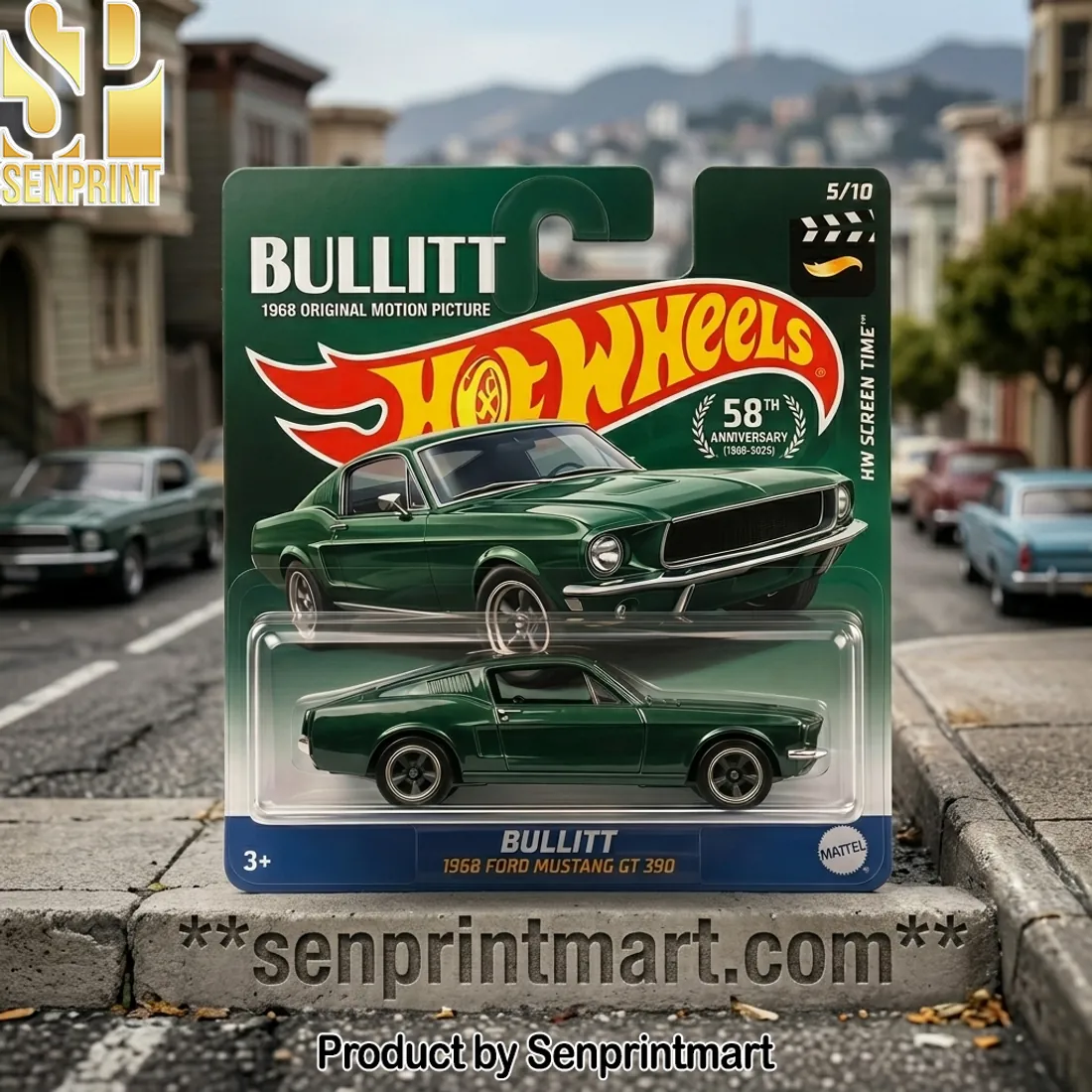 Hot Wheels Bullitt 1968 Ford Mustang GT 390 58th Anniversary Diecast Car