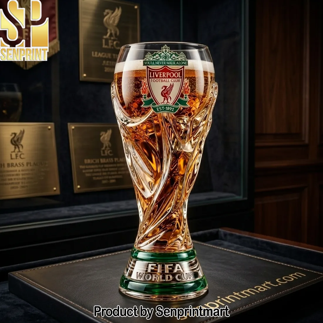 Liverpool FC You’ll Never Walk Alone FIFA World Cup Trophy Beer Glass