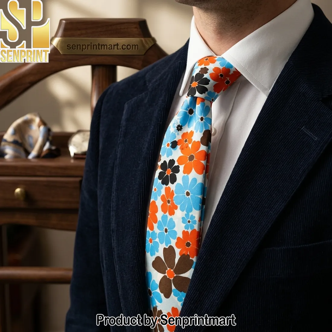 Retro 70s Floral Print Harry Styles Amsterdam Tour Silk Men’s Necktie
