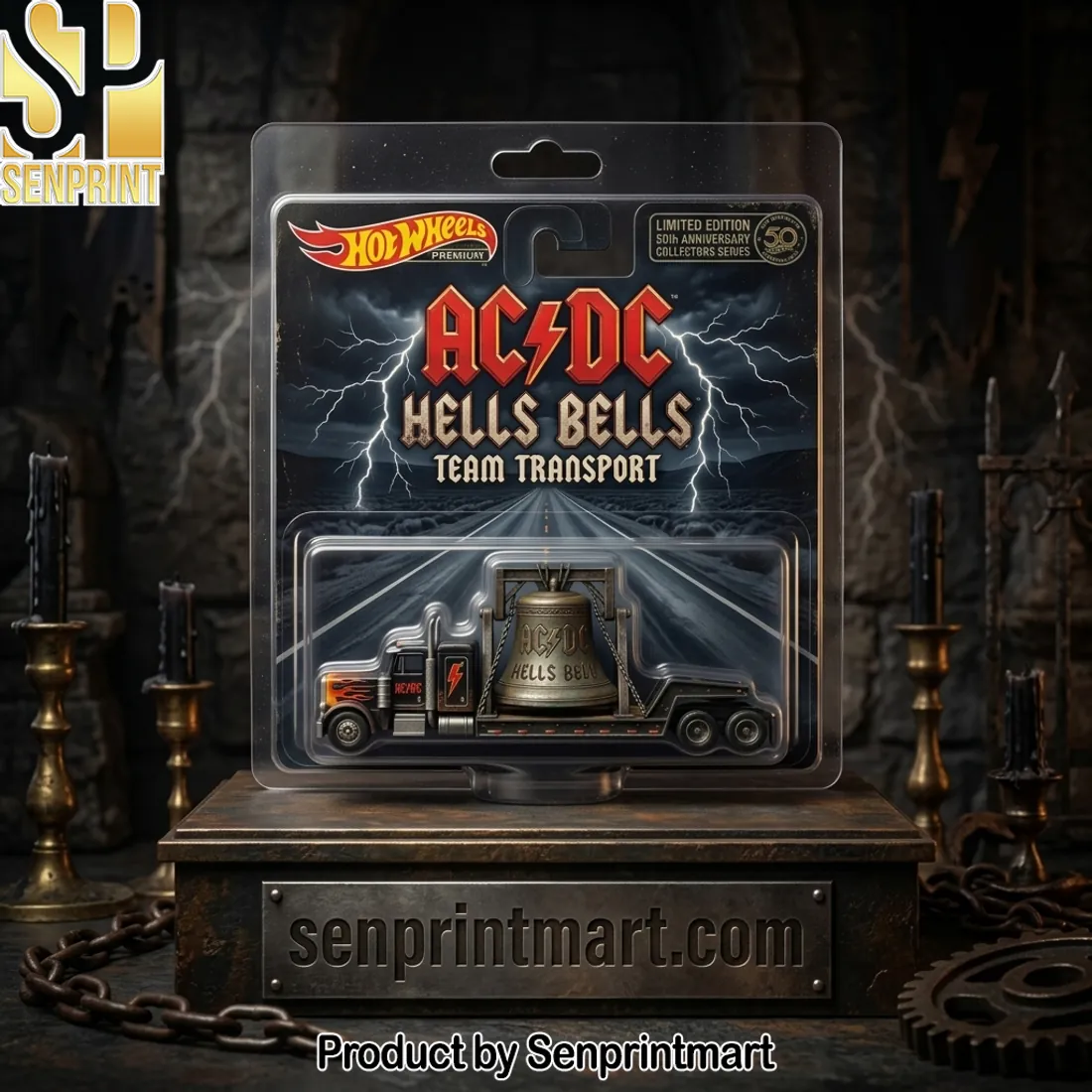 Hot Wheels Premium AC/DC Hells Bells Limited Edition Diecast Team Transport Truck Model