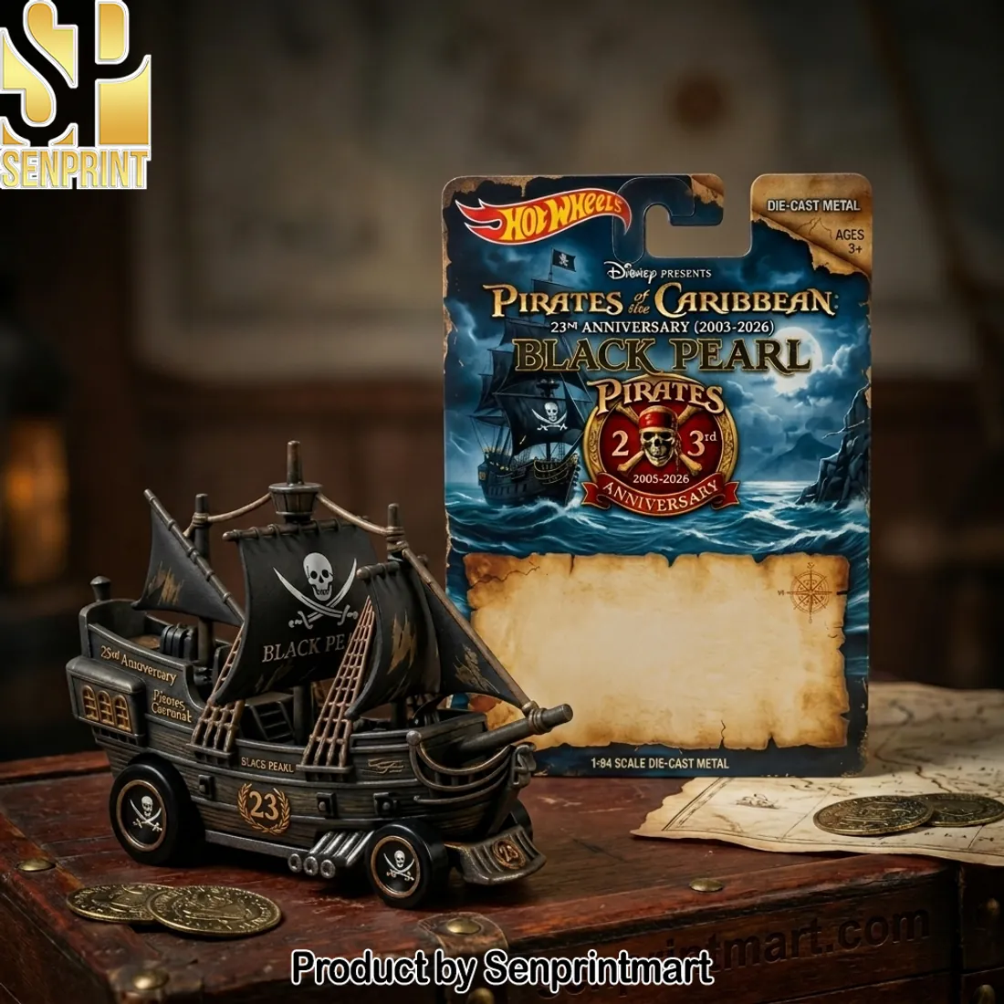 Hot Wheels Disney Pirates of the Caribbean Black Pearl 23rd Anniversary Die-Cast Model