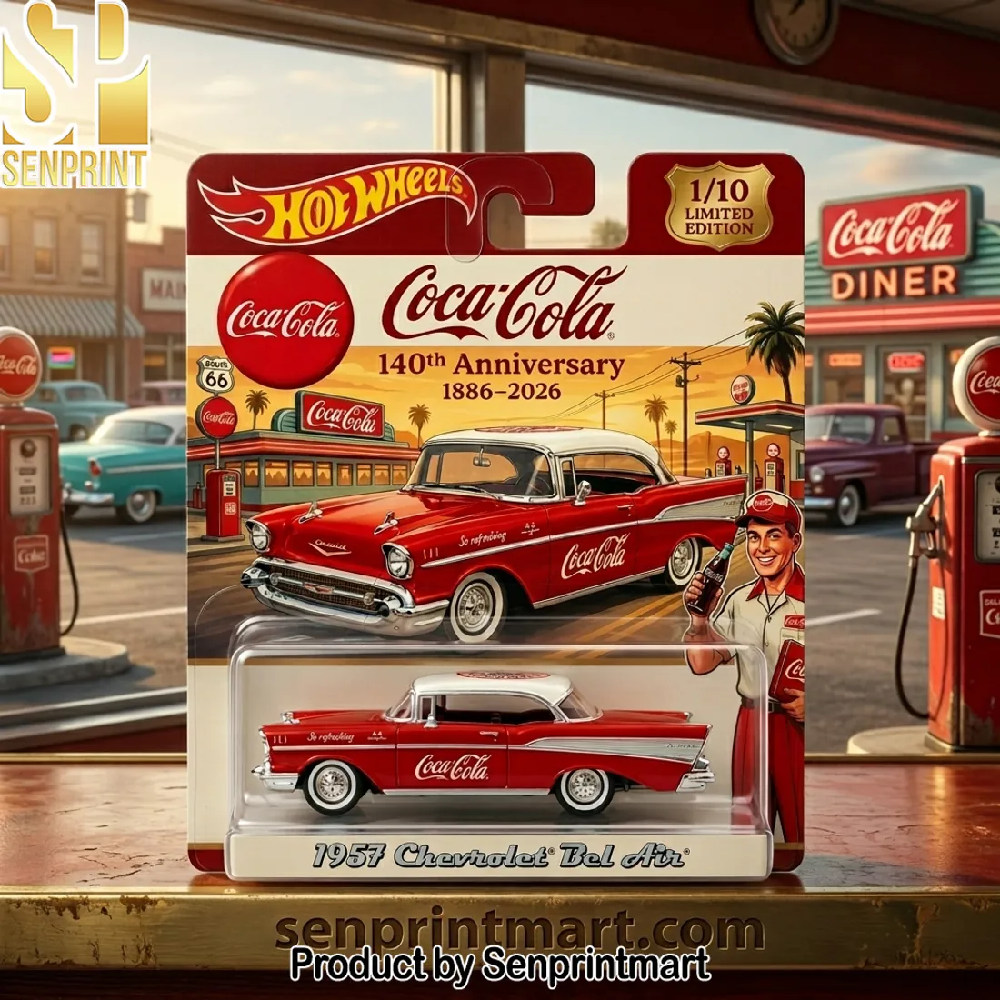 Hot Wheels Coca-Cola 140th Anniversary 1957 Chevrolet Bel Air Limited Edition Die-Cast Model