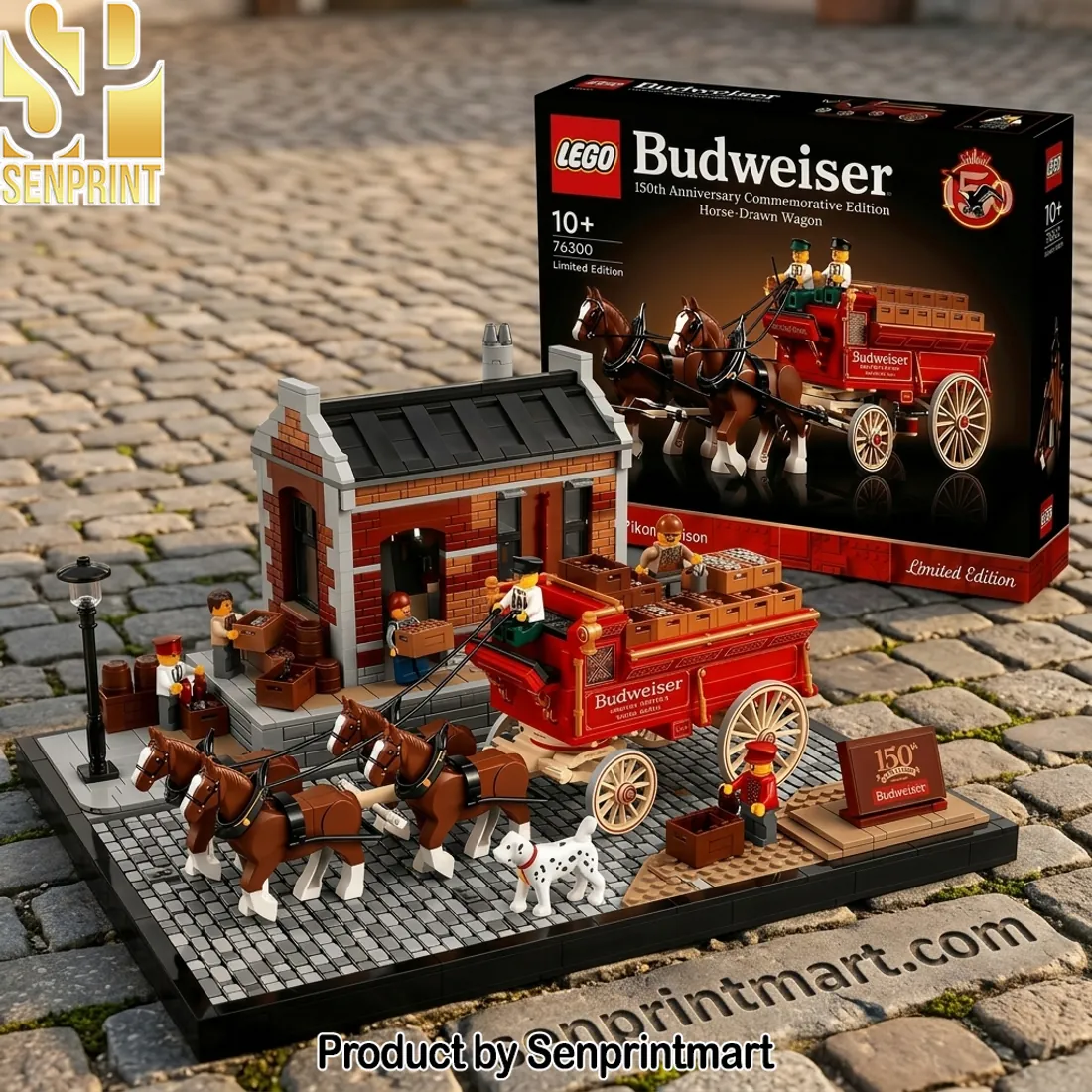 Budweiser 150th Anniversary Limited Edition Clydesdale Horse-Drawn Wagon Building Blocks Set