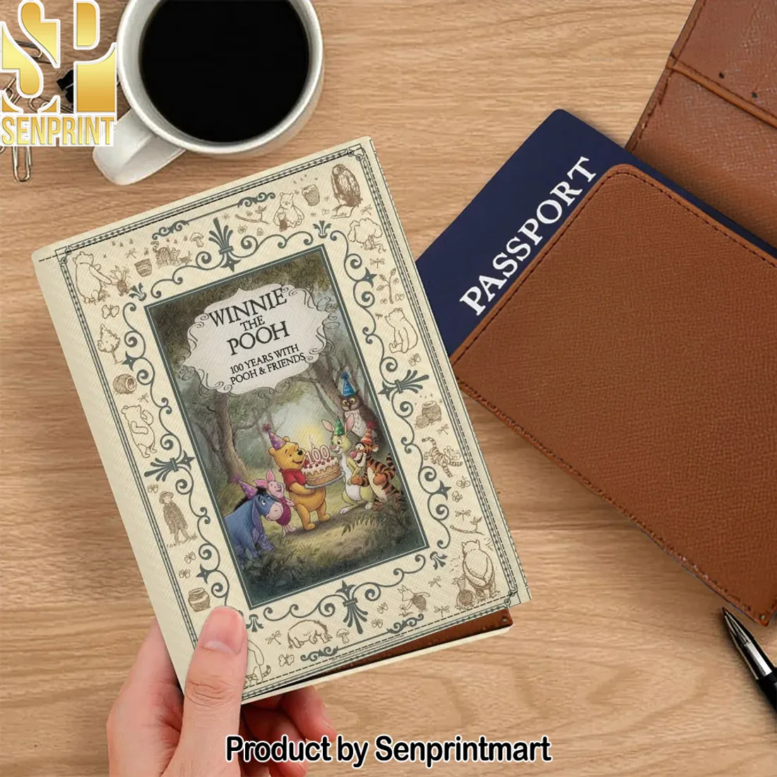 Winnie the Pooh 100th Anniversary Book Style Leather Passport Cover Winnie the Pooh 100th Anniversary Book Style Leather Passport Cover