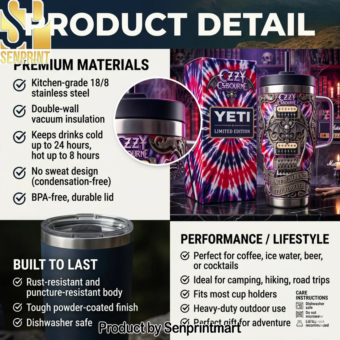 Ozzy Osbourne Prince of Darkness Heavy Metal Guitar Gothic 3D Graphic Stainless Steel Insulated Travel Tumbler Ozzy Osbourne Prince of Darkness Heavy Metal Guitar Gothic 3D Graphic Stainless Steel Insulated Travel Tumbler