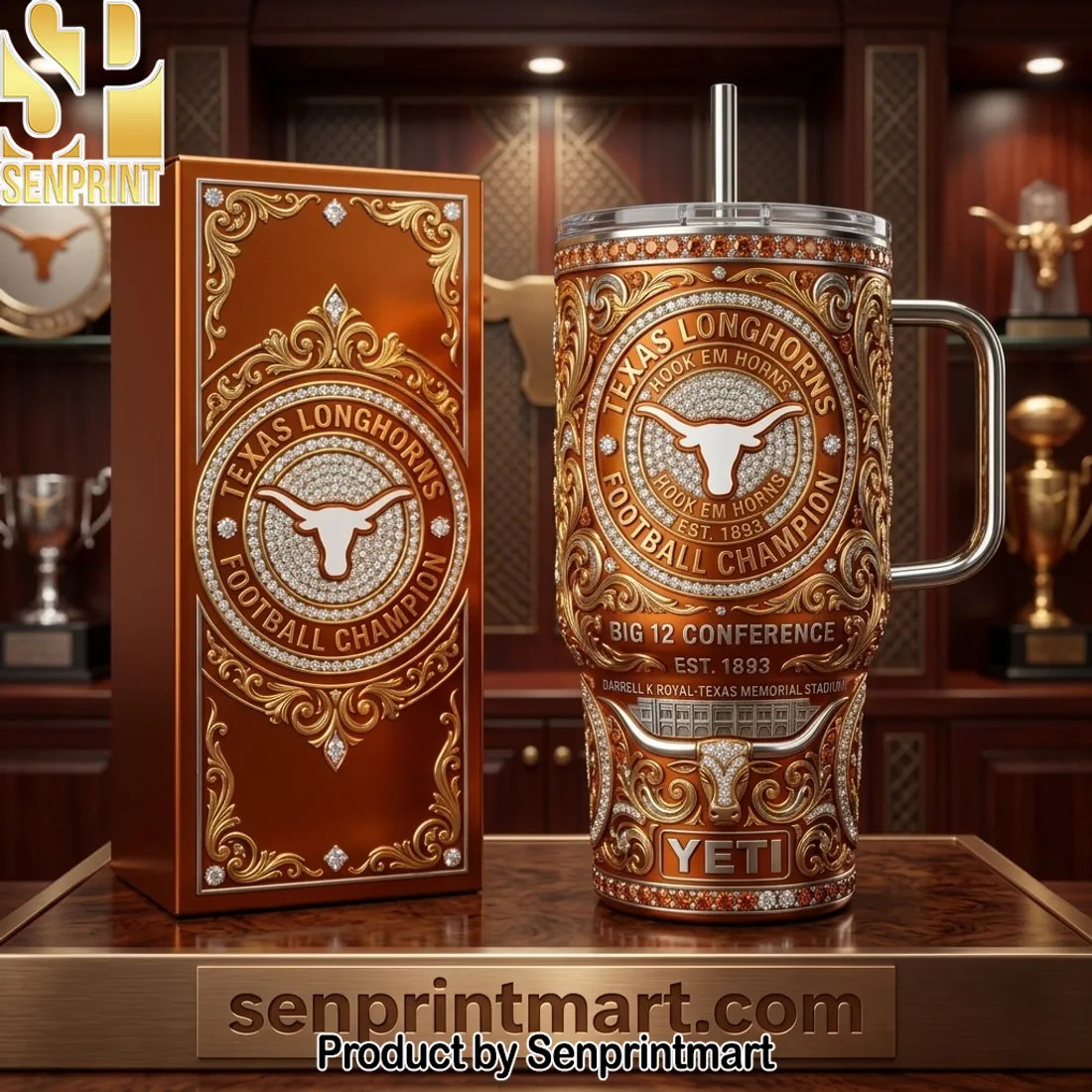 Texas Longhorns Football Champion Big 12 Conference Luxury 40oz Tumbler