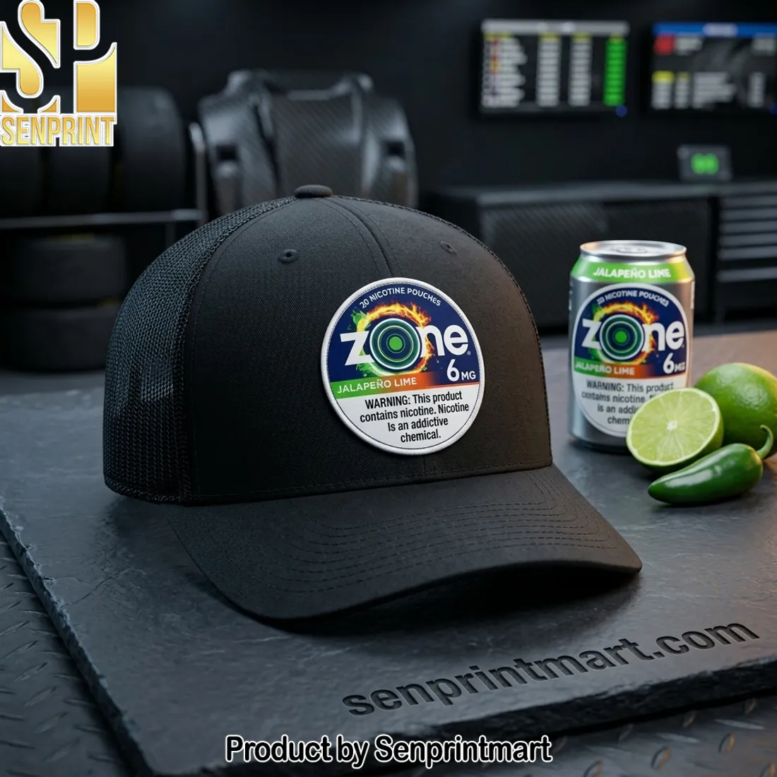 Kyle Busch NASCAR Zone Jalapeno Lime Patch Black Mesh Trucker Hat