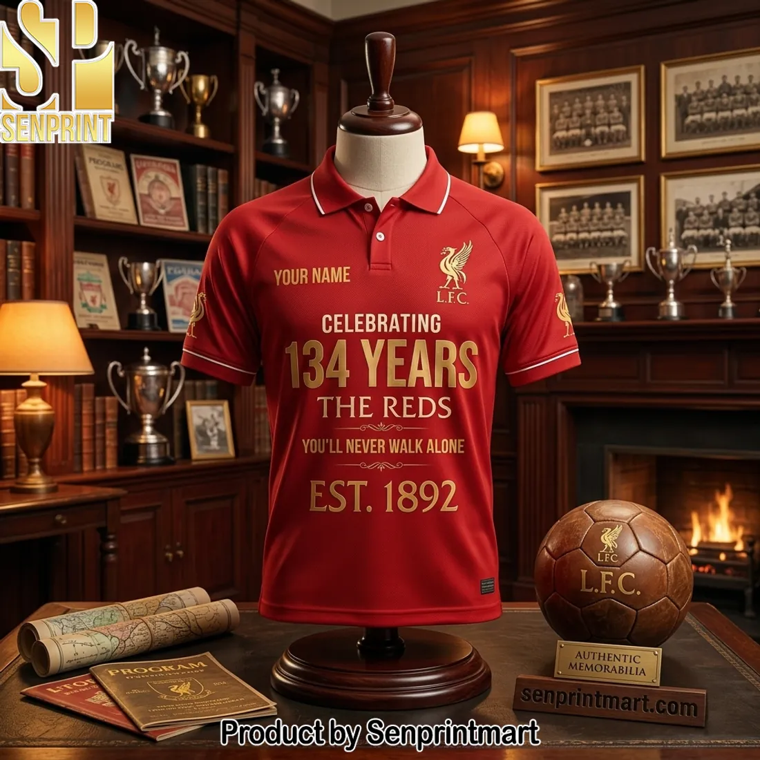 LFC Celebrating 134 Years Est 1892 Personalized Red Polo Shirt