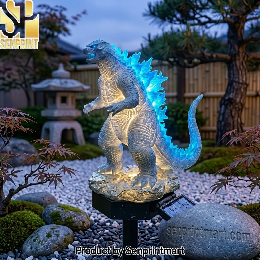 Godzilla King of the Monsters Glowing Blue LED Outdoor Solar Garden Light