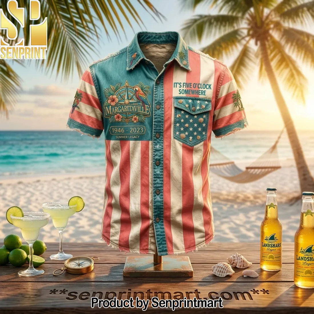 Margaritaville 1946-2023 Summer Legacy “It’s Five O’Clock Somewhere” Hawaiian Shirt