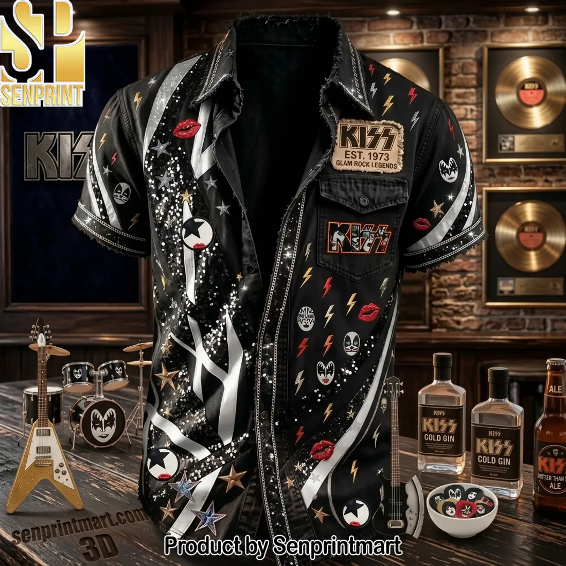 KISS EST. 1973 Glam Rock Legends Band Hawaiian Shirt