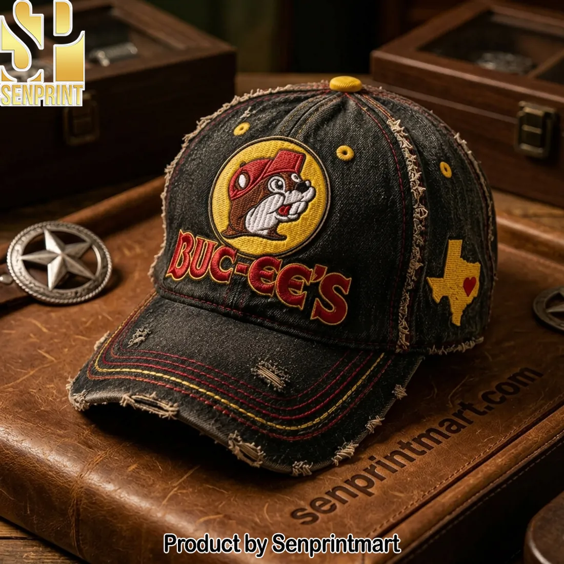 Buce-ee’s Texas Distressed Denim Baseball Cap