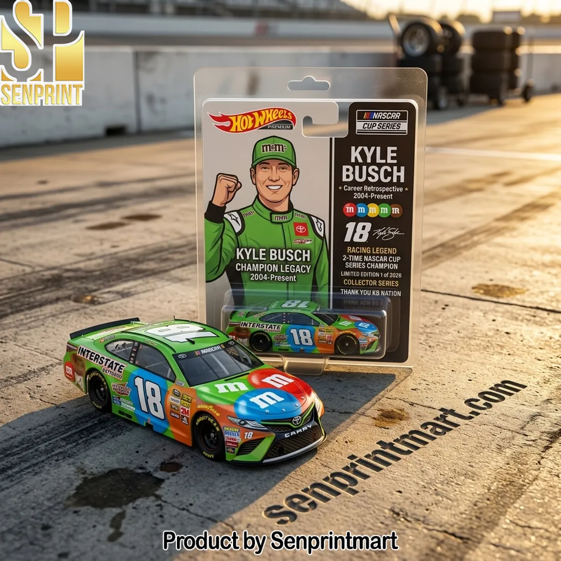 Hot Wheels Premium NASCAR Kyle Busch Champion Legacy 18 M&Ms Diecast Car