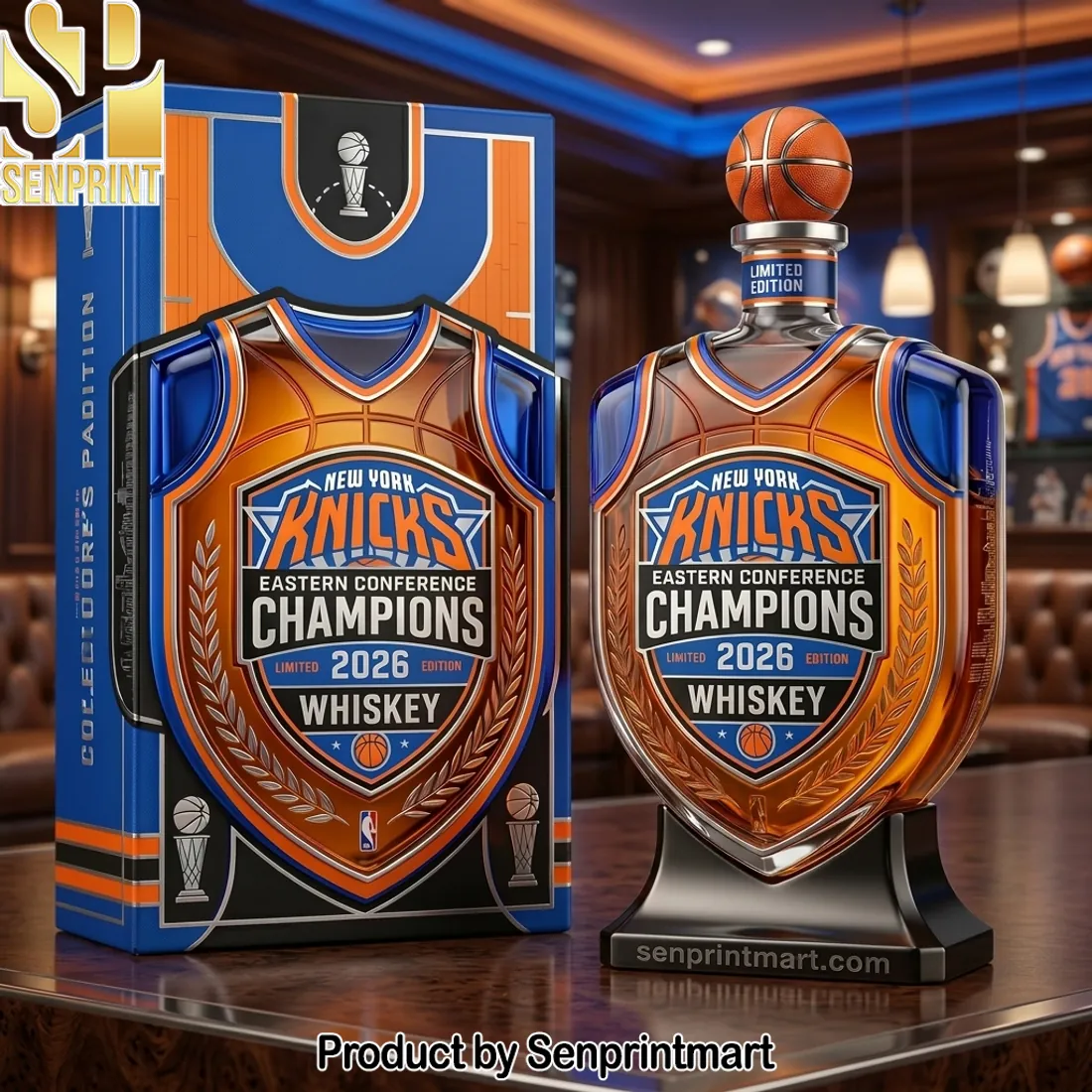 New York Knicks 2026 Eastern Conference Champions Limited Edition Whiskey Decanter Bottle