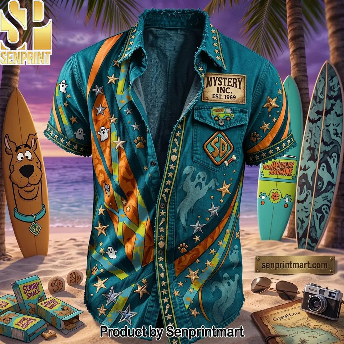 Mystery Inc Est 1969 Scooby-Doo Retro Denim Style Hawaiian Shirt